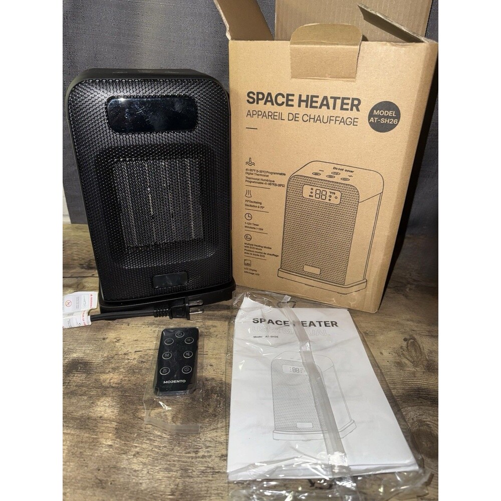 FLANUR AT-SH26 1500W Space Heater Remote Oscillating Digital Thermostat Black